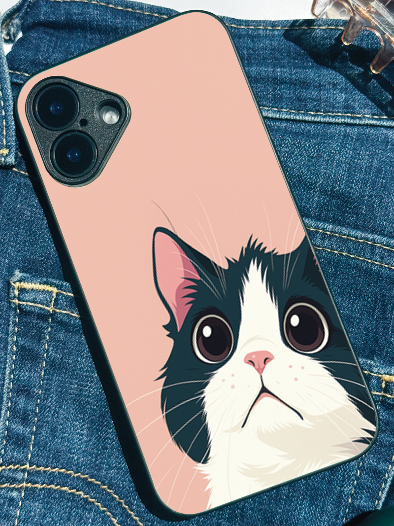 Whisker Love Printed Glass Back iPhone Covers (11–16) Series | Cute Design