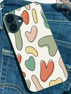 Heartsy Abstract Printed Glass Back iPhone Covers (11–16) Series | Cute Design