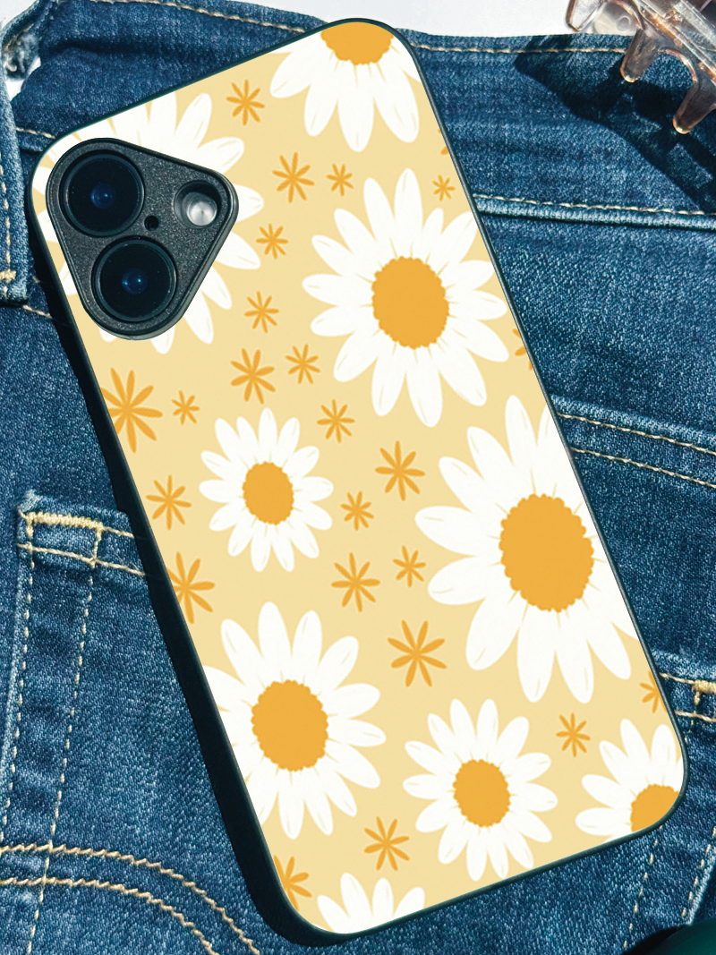 Floral Bliss Printed Glass Back iPhone Covers (11–16) Series | Cute Design