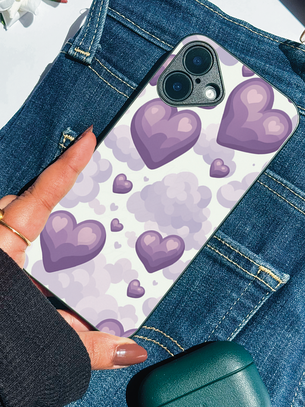 Violet Dreams Printed Glass Back iPhone Covers (11–16) Series | Cute Design