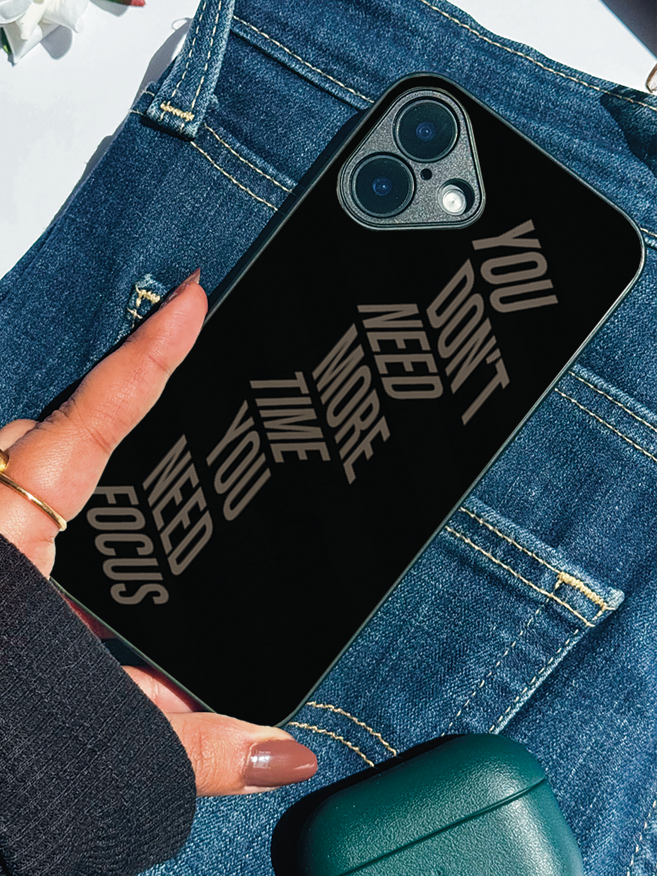 Focus Mode Printed Glass Back iPhone Covers (11–16) Series | Aesthetic Designs