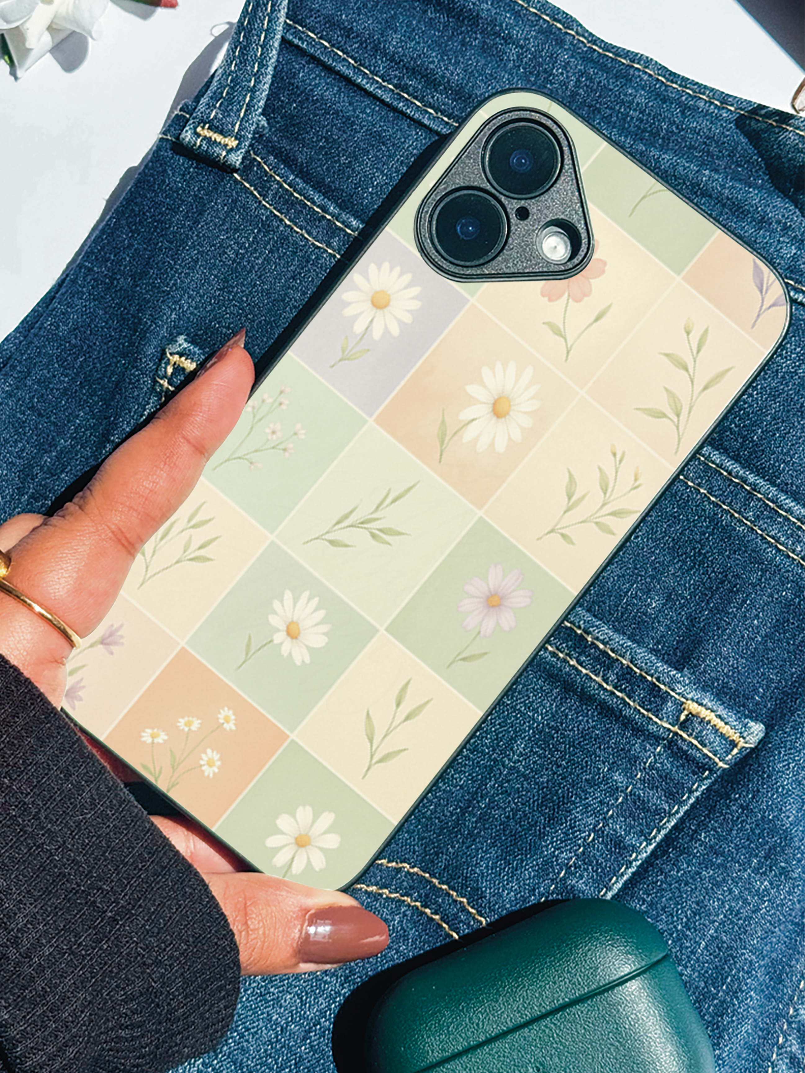 Pastel Tiles Printed Glass Back iPhone Covers (11–16) Series | Aesthetic Designs