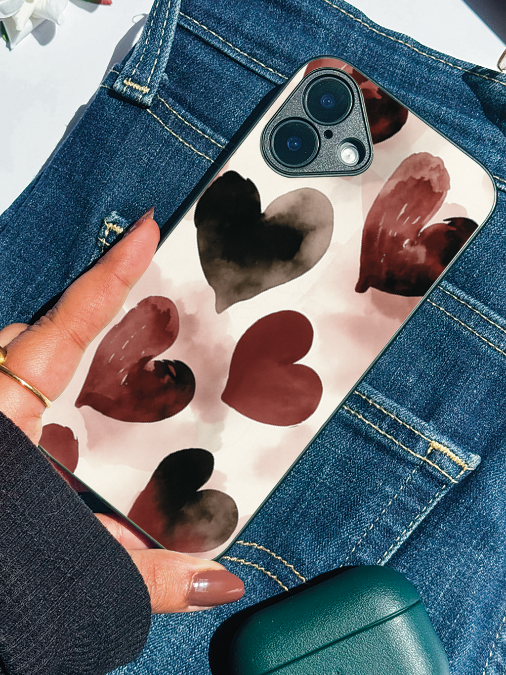 Crimson Love Printed Glass Back iPhone Covers (11–16) Series | Aesthetic Designs