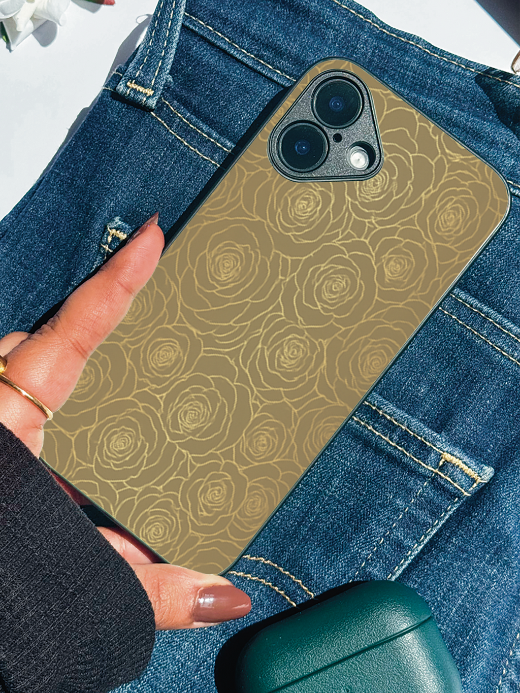 Gilded Rose Printed Glass Back iPhone Covers (11–16) Series | Aesthetic Designs