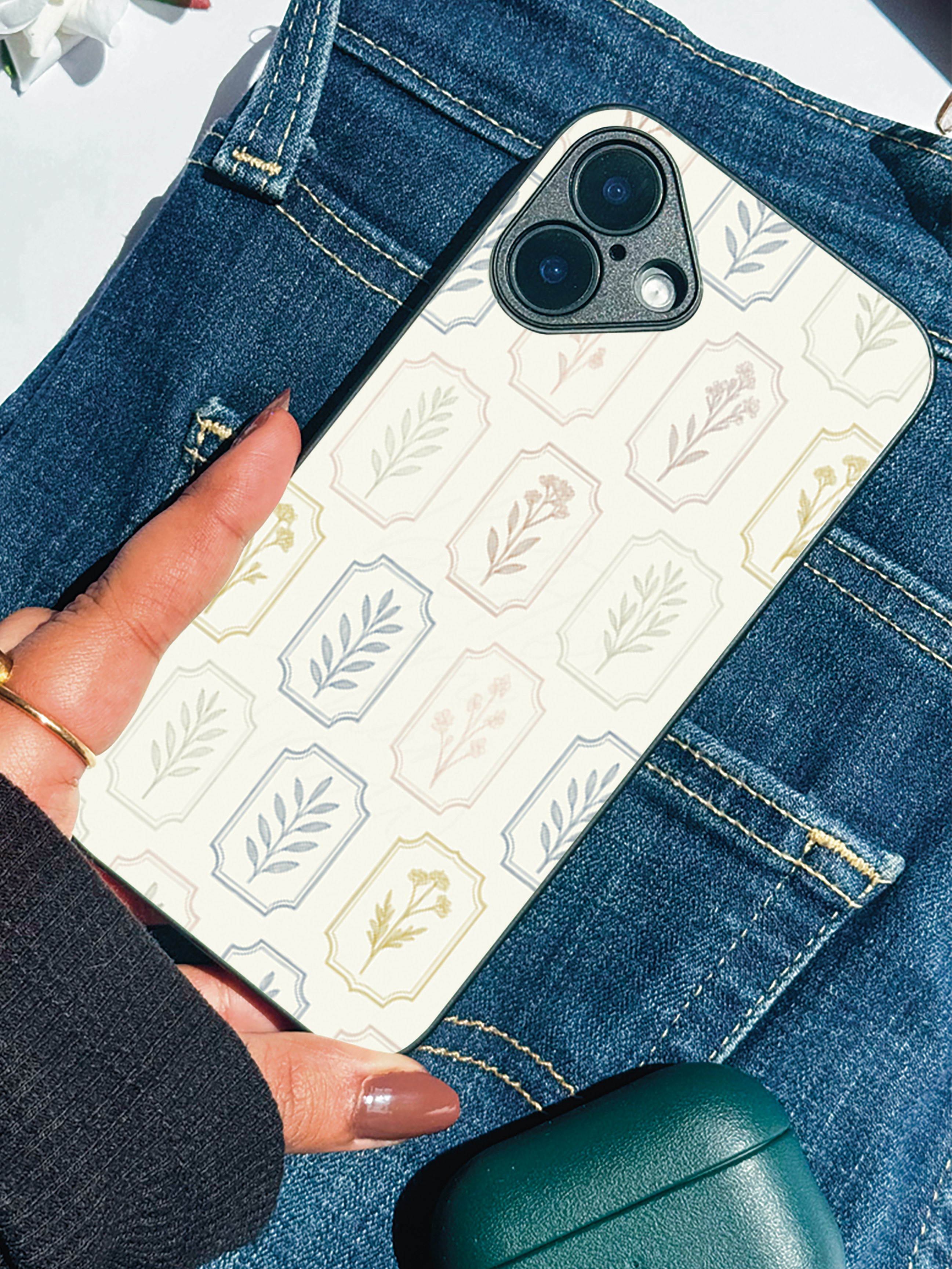 Vintage Flora Printed Glass Back iPhone Covers (11–16) Series | Aesthetic Designs