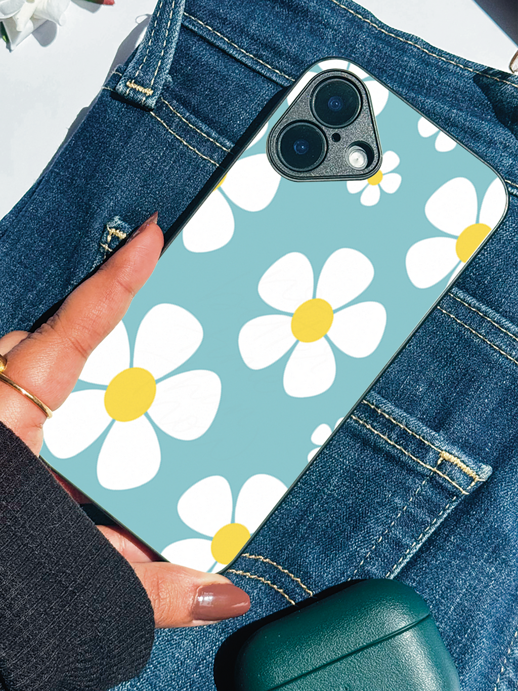 Fresh Bloom Printed Glass Back iPhone Covers (11–16) Series | Cute Design