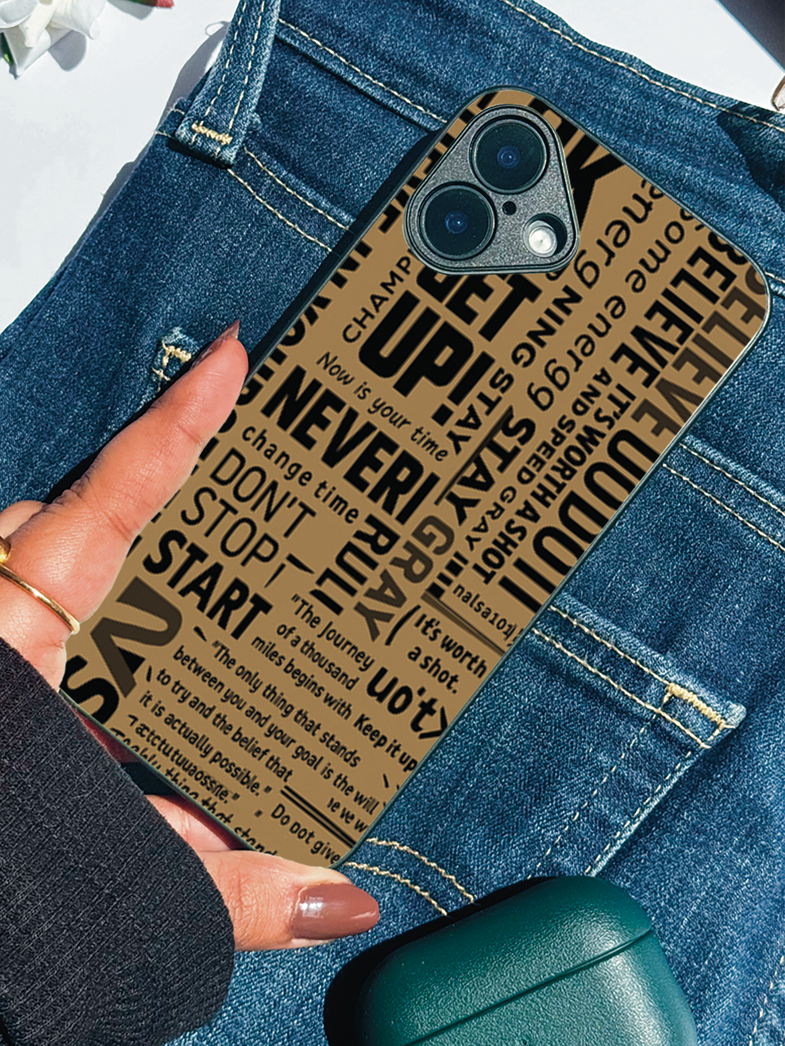 Never Stop Printed Glass Back iPhone Covers (11–16) Series | Aesthetic Designs