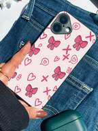 Pink Charm Printed Glass Back iPhone Covers (11–16) Series | Cute Designs