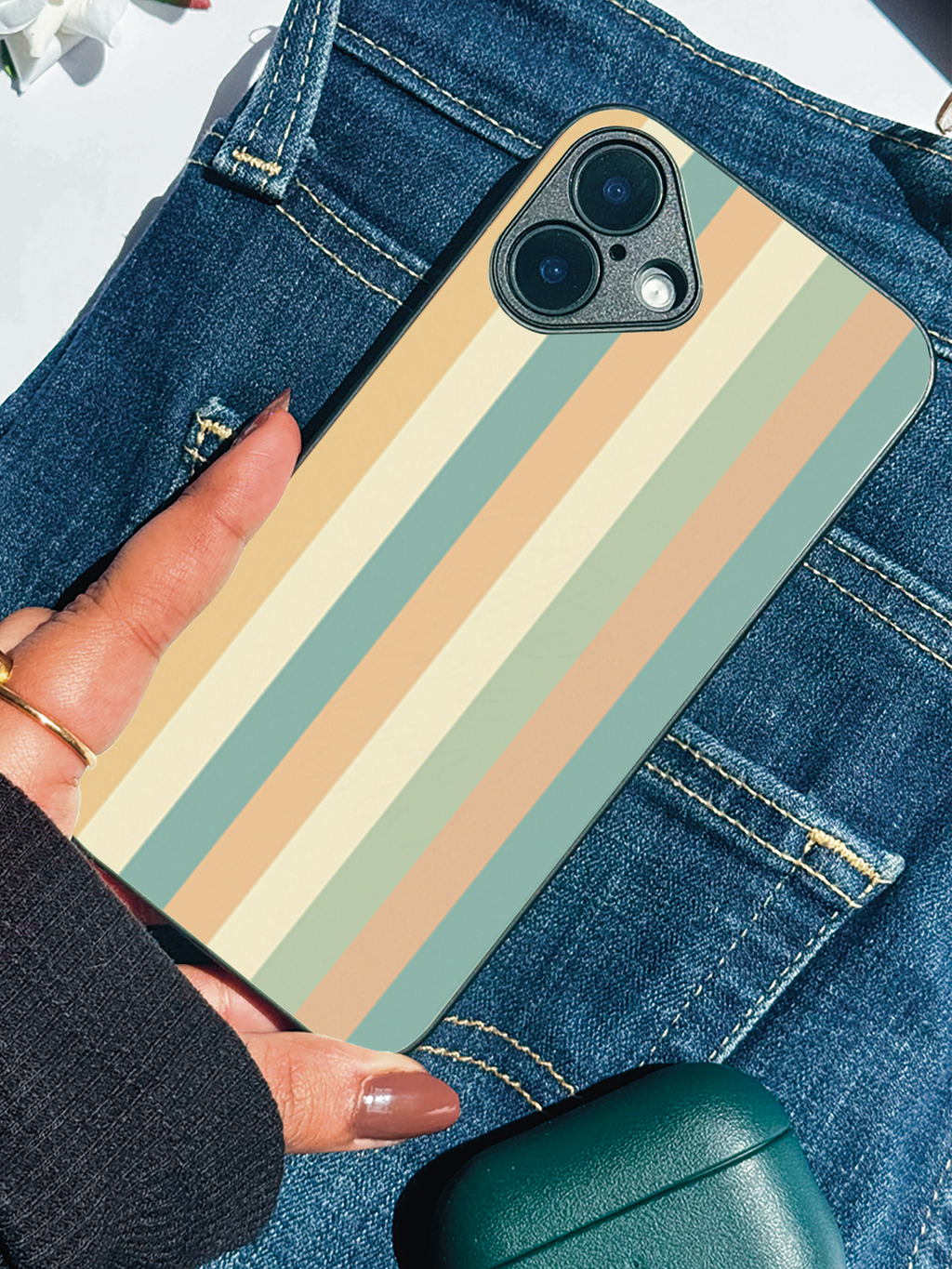 Pastel Waves Printed Glass Back iPhone Covers (11–16) Series | Aesthetic Designs