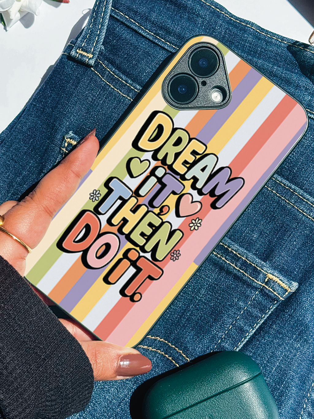 Dream & Do Printed Glass Back iPhone Covers (11–16) Series | Cute Designs