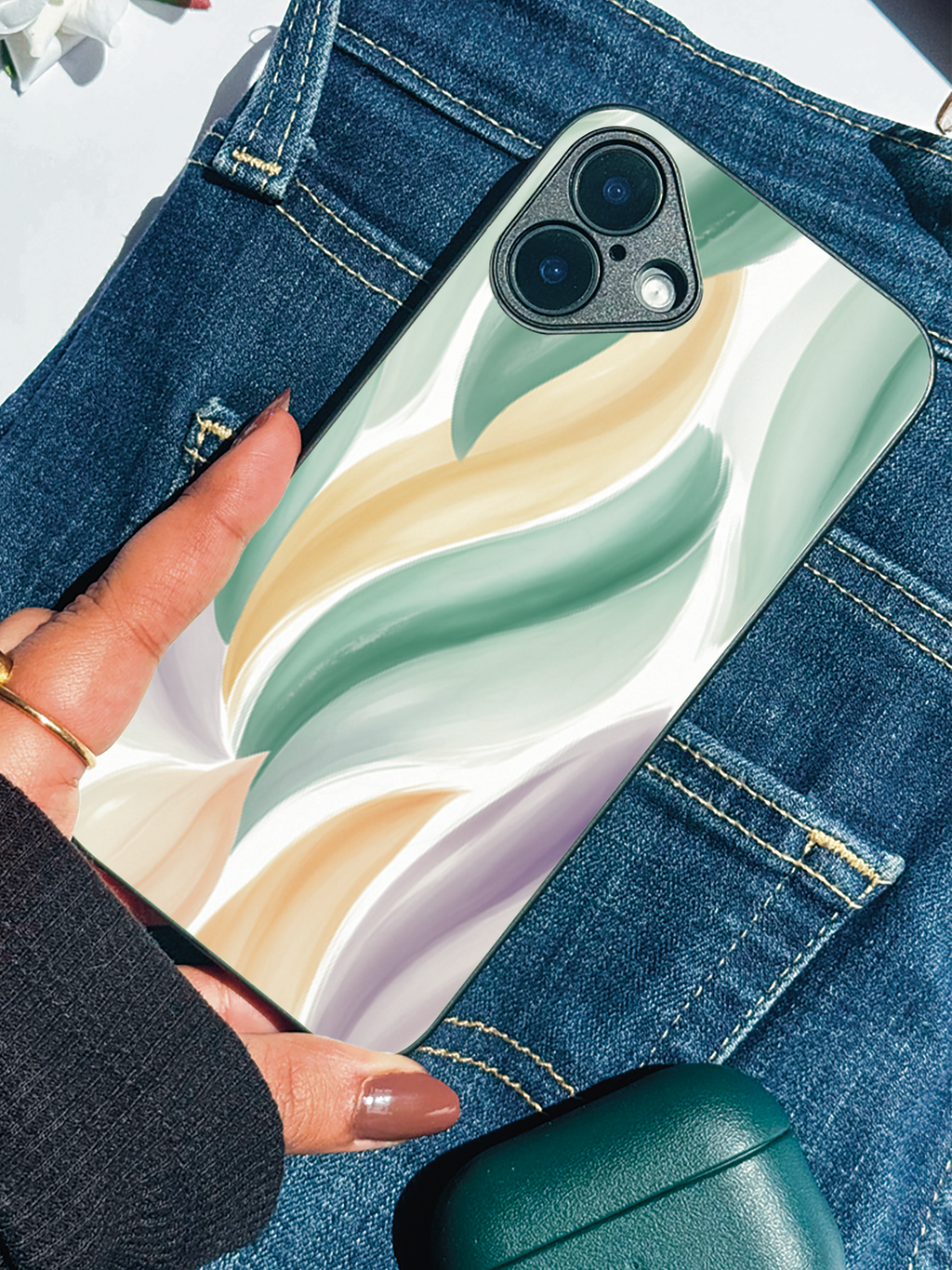 Ocean Mist Printed Glass Back iPhone Covers (11–16) Series | Aesthetic Design