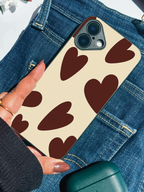 Cocoa Hearts Printed Glass Back iPhone Covers (11–16) Series | Aesthetic Designs