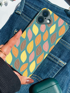 Falling Leaves Printed Glass Back iPhone Covers (11–16) Series | Aesthetic Designs