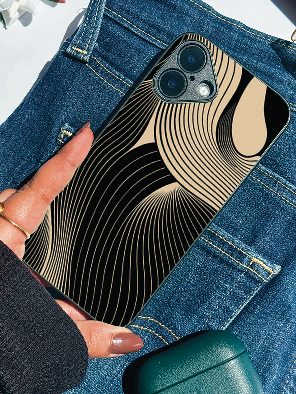 Heart Sprinkle Printed Glass Back iPhone Covers (11–16) Series | Aesthetic Designs