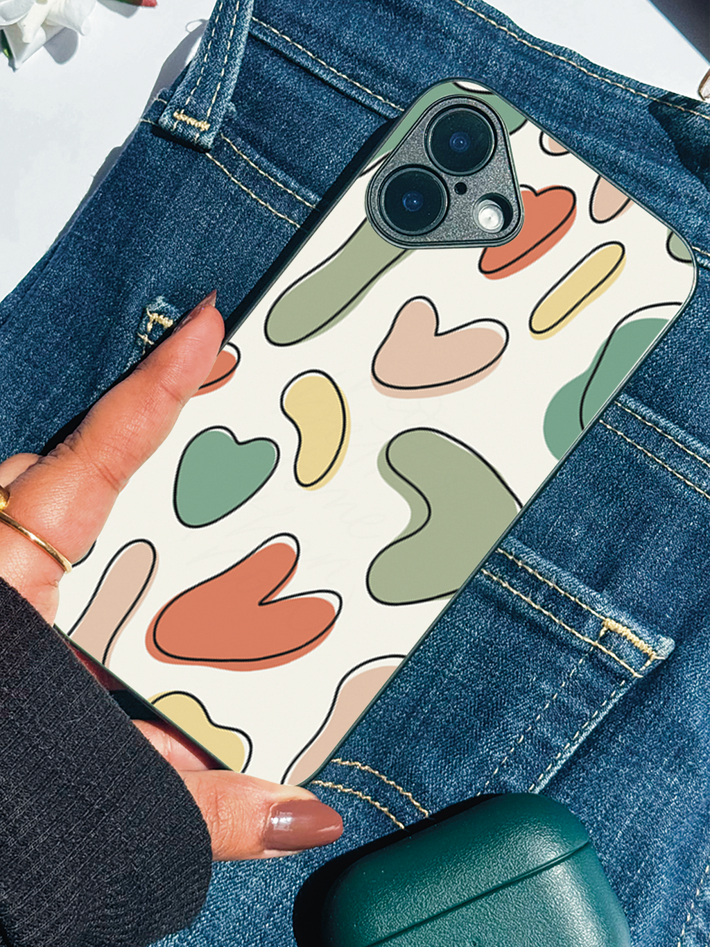 Heartsy Abstract Printed Glass Back iPhone Covers (11–16) Series | Cute Design