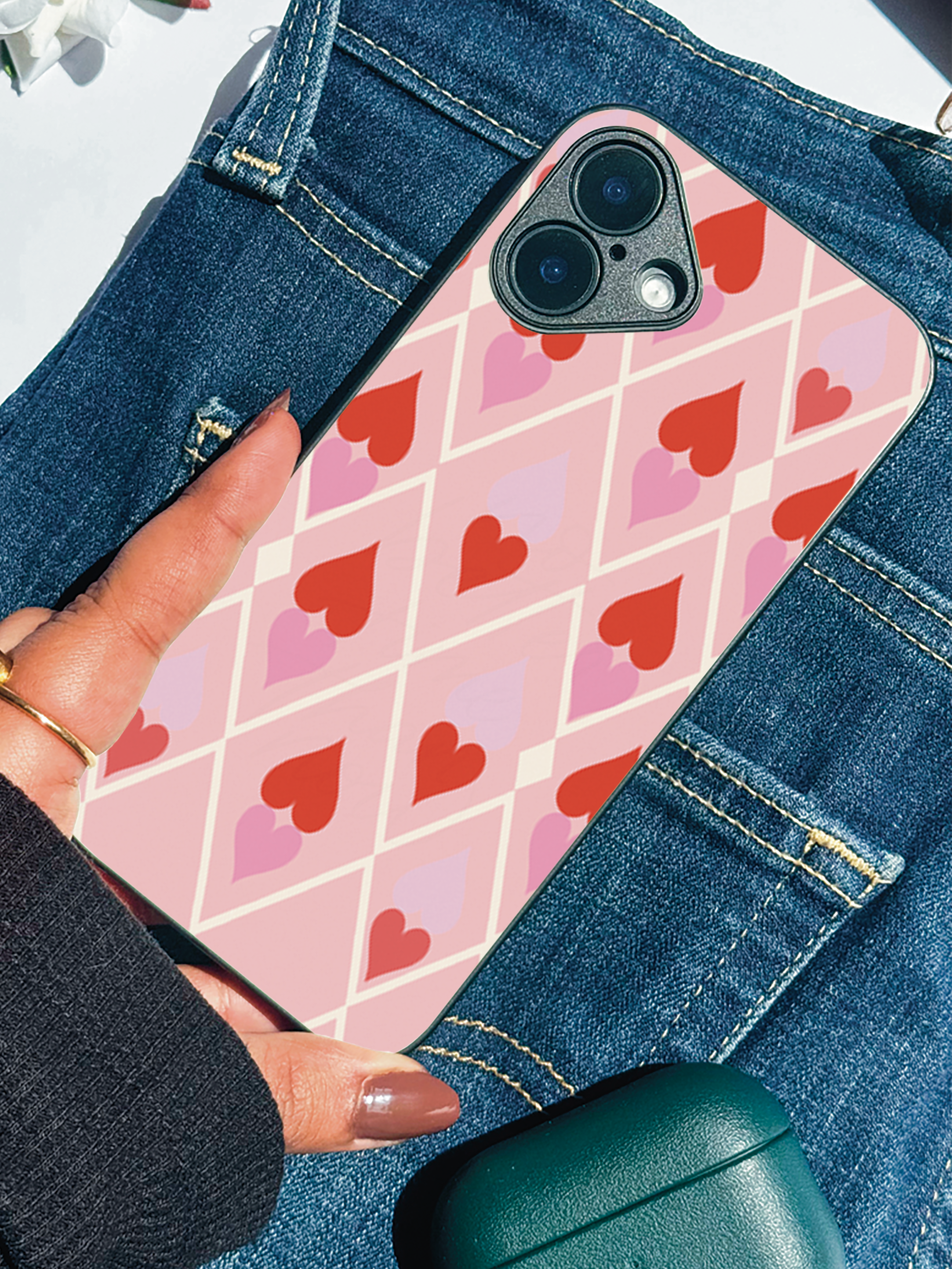 Argyle Love Printed Glass Back iPhone Covers (11–16) Series | Aesthetic Designs