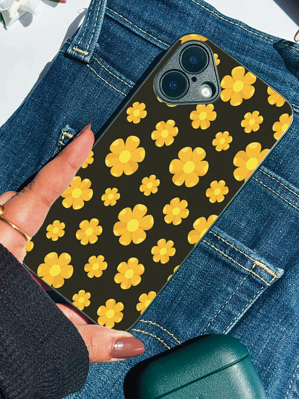 Sunset Petals Printed Glass Back iPhone Covers (11–16) Series | Cute Designs