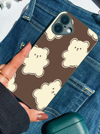 Cocoa Bear Printed Glass Back iPhone Covers (11–16) Series | Cute Designs