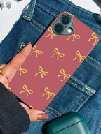 Golden Bows Printed Glass Back iPhone Covers (11–16) Series | Cute Designs