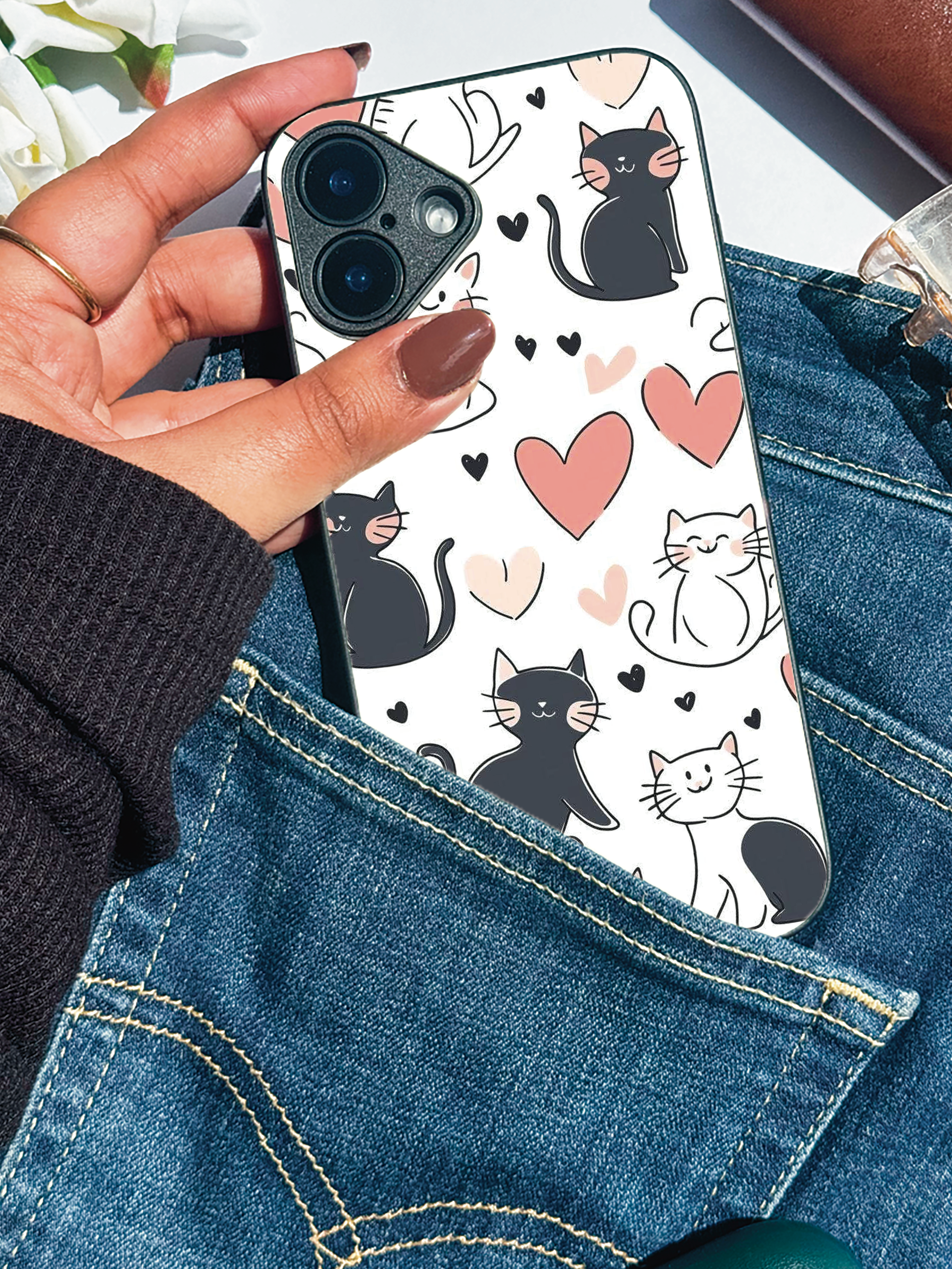 Meowgical Hearts iPhone Covers (11–16) Series | Cute Design