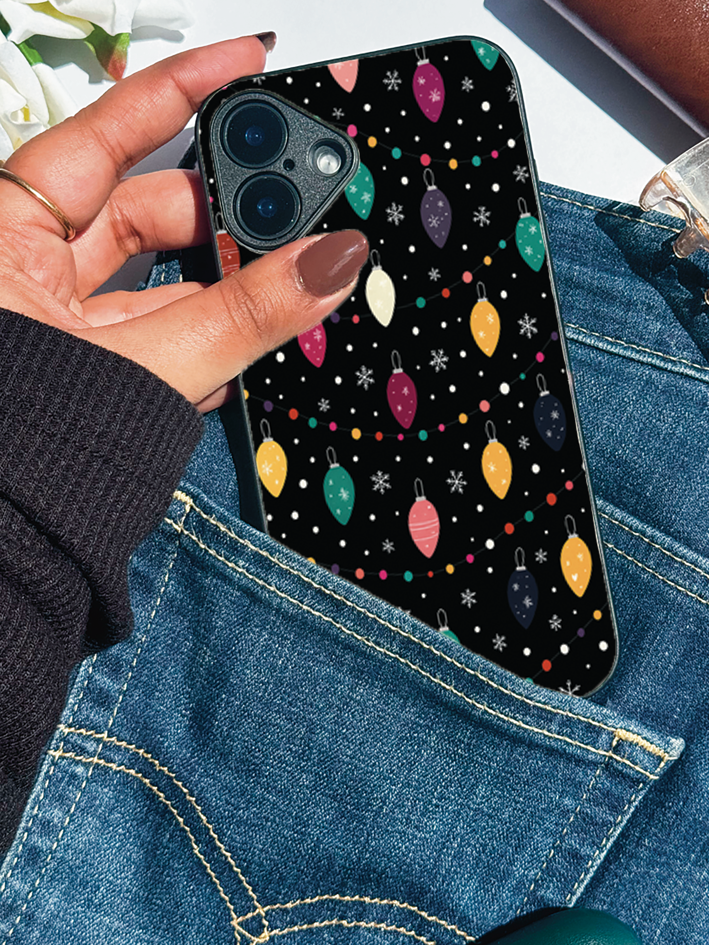 Twinkle Nights Printed Glass Back iPhone Covers (11–16) Series | Aesthetic Design