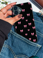 Glam Bow Printed Glass Back iPhone Covers (11–16) Series | Cute Designs