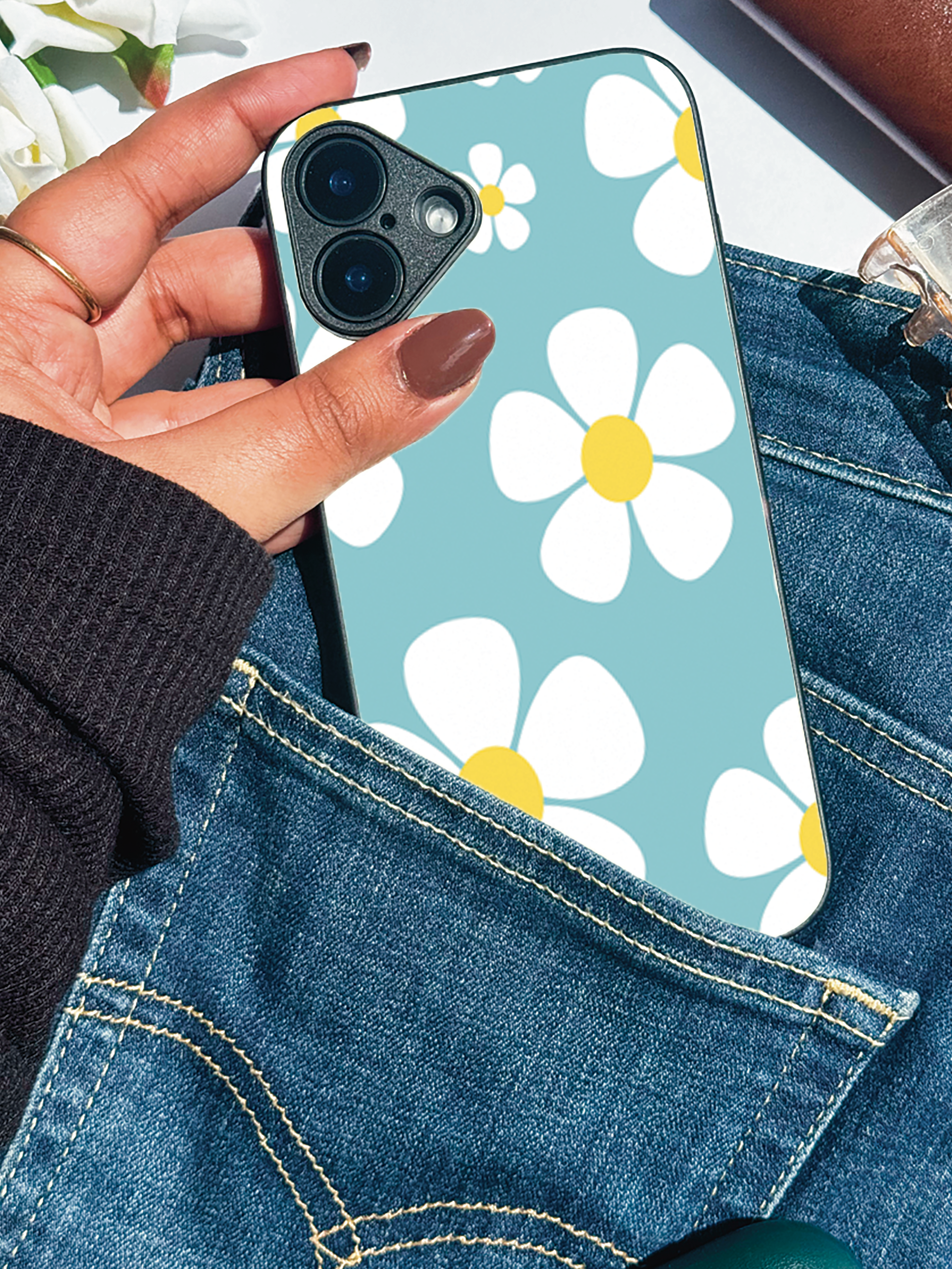 Fresh Bloom Printed Glass Back iPhone Covers (11–16) Series | Cute Design