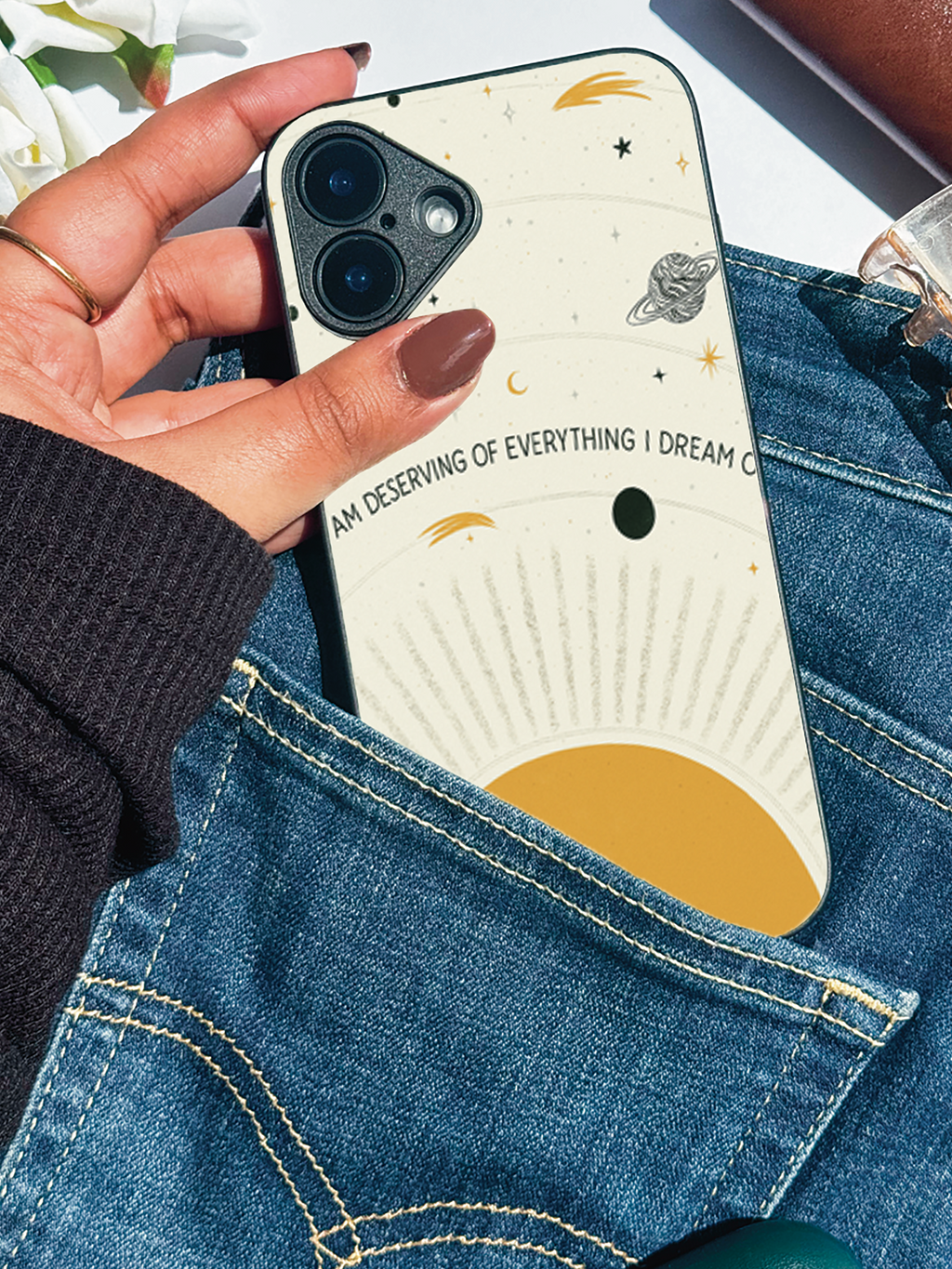 Dream Universe Printed Glass Back iPhone Covers (11–16) Series | Aesthetic Designs