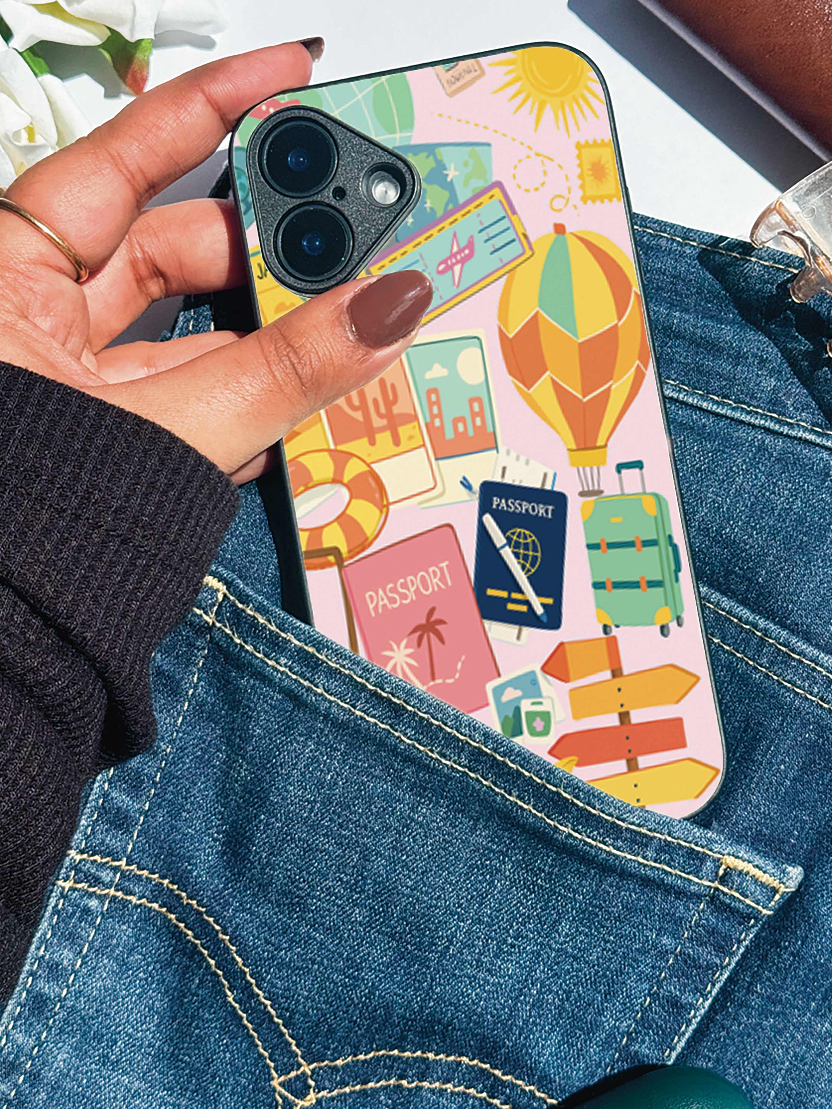 Vacay Vibes Printed Glass Back iPhone Covers (11–16) Series | Aesthetic Designs