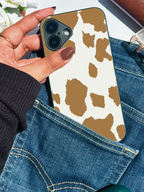 Mocha Moo Printed Glass Back iPhone Covers (11–16) Series | Aesthetic Designs