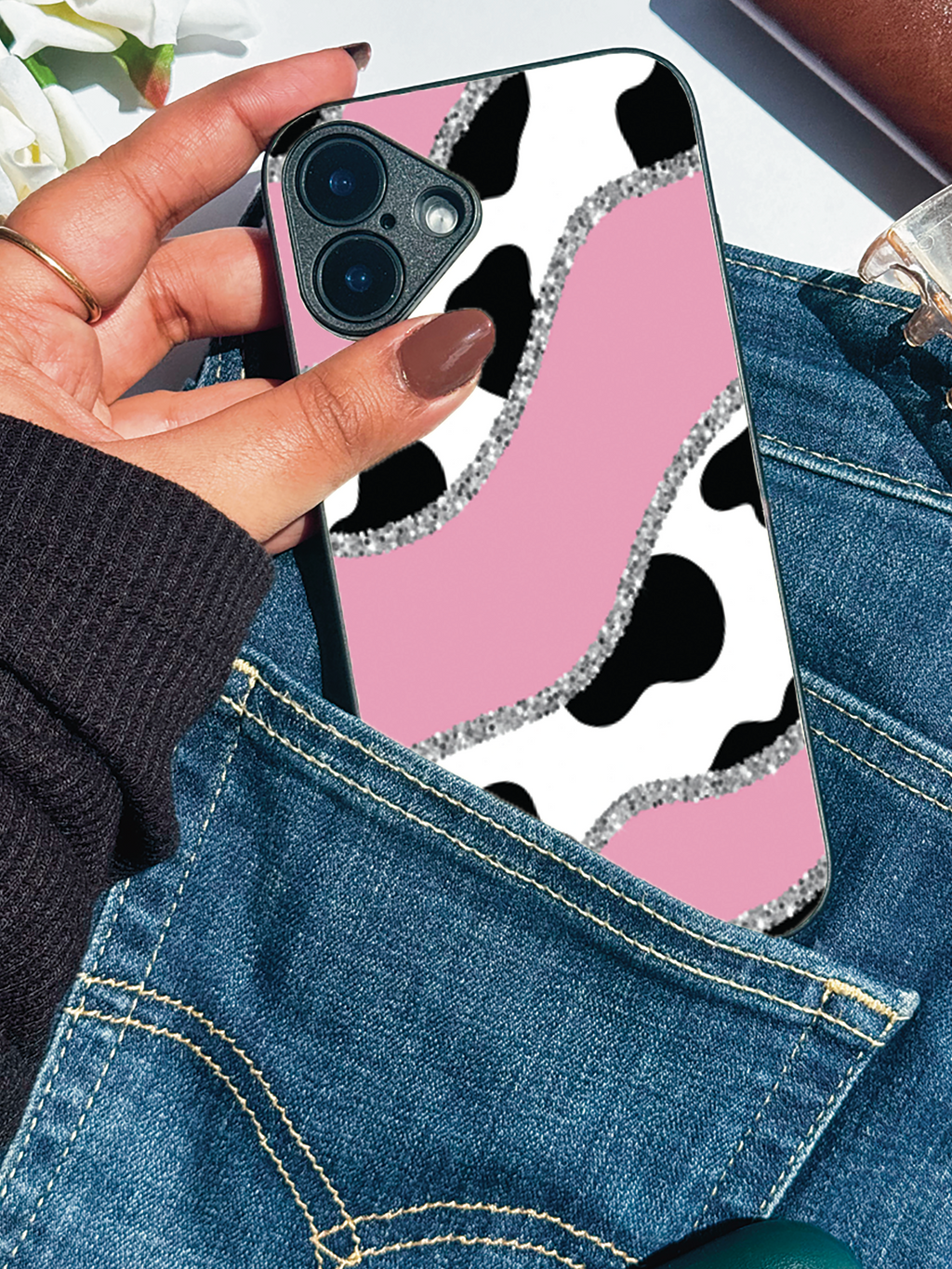 Cowgirl Glamh Printed Glass Back iPhone Covers (11–16) Series| Aesthetic Design