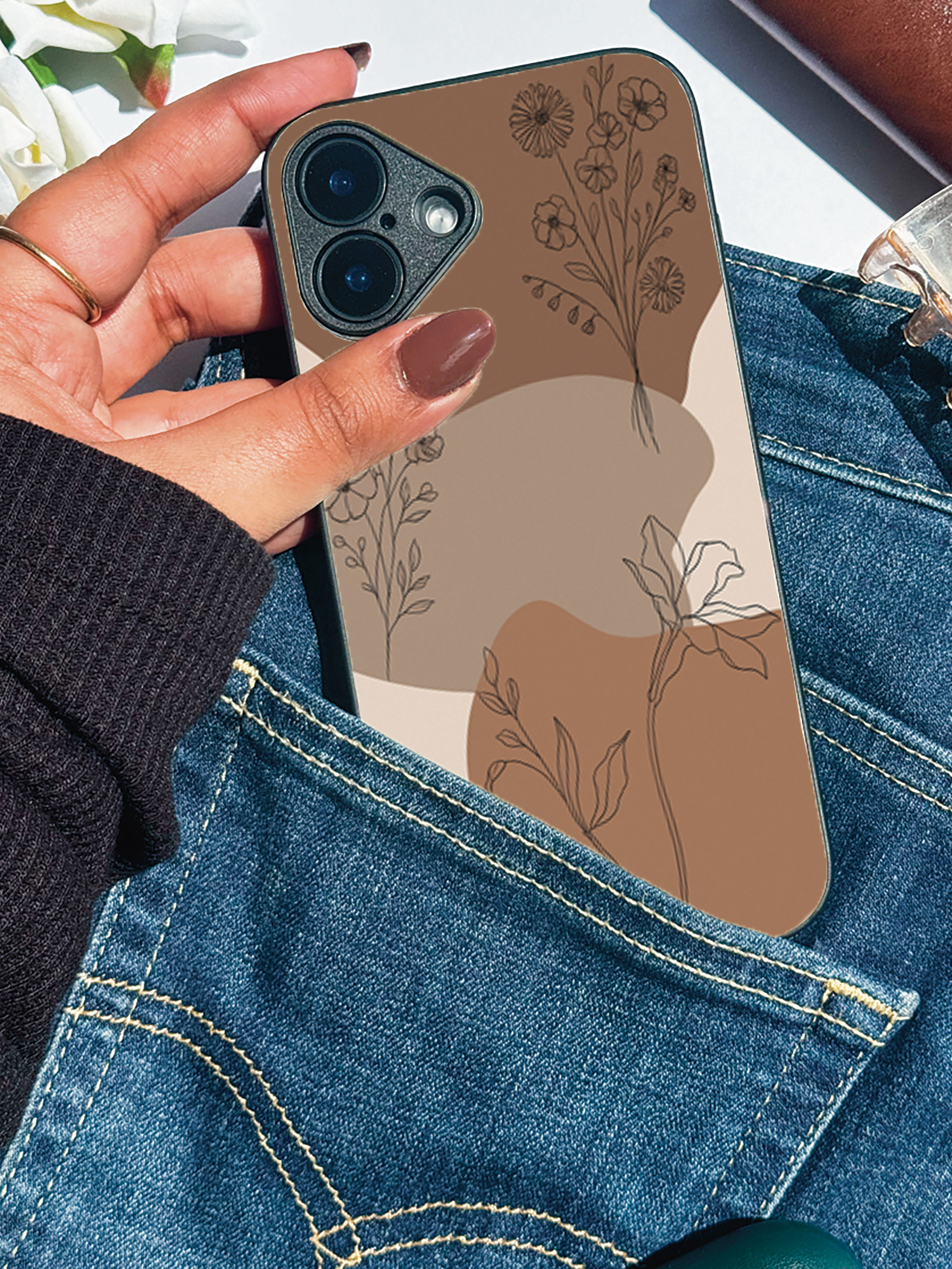 Earthy Petals  iPhone Covers (11–16) Series |  Aesthetic Design