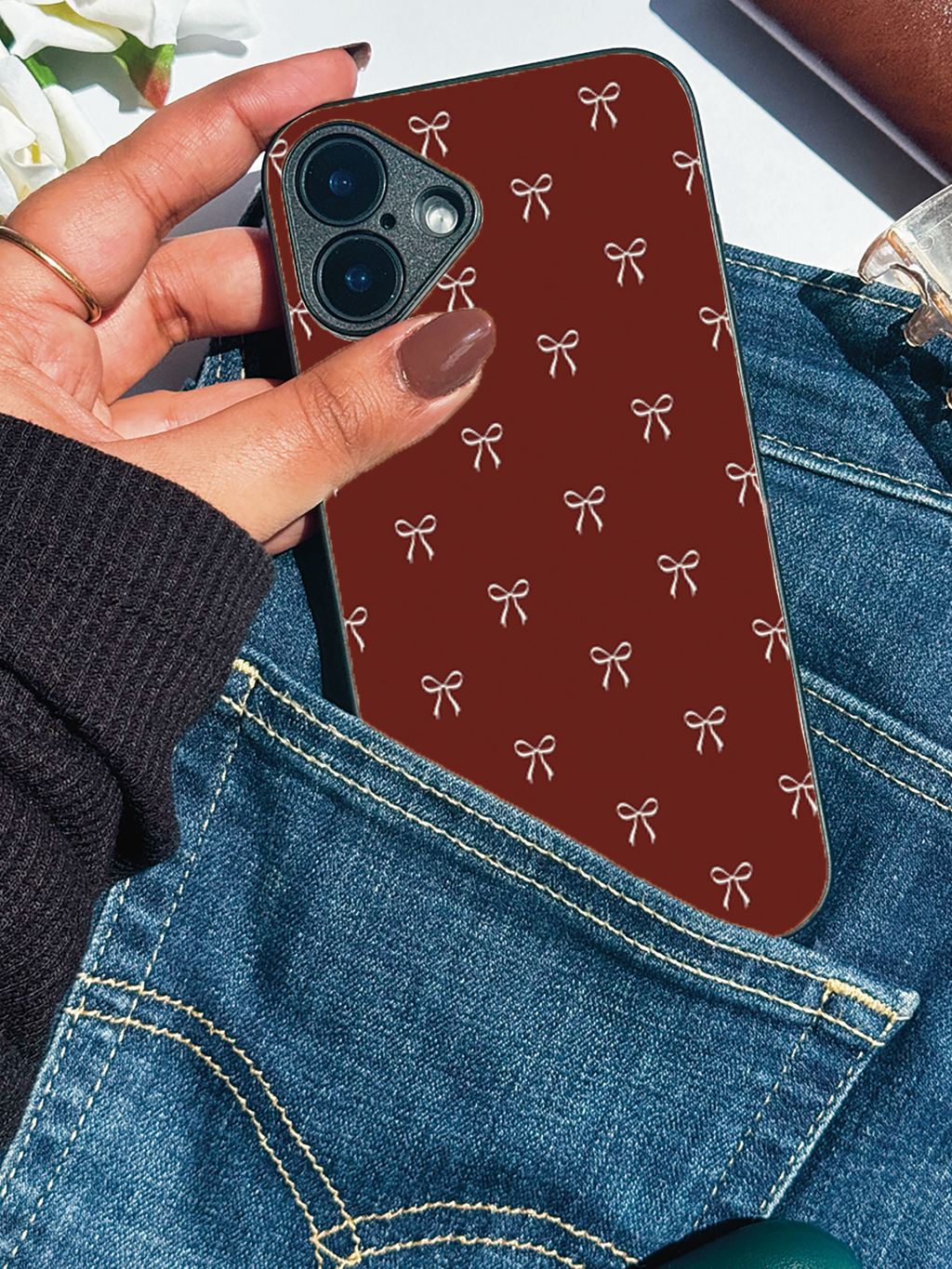 Velvet Bow iPhone Covers (11–16) Series | Cute Design