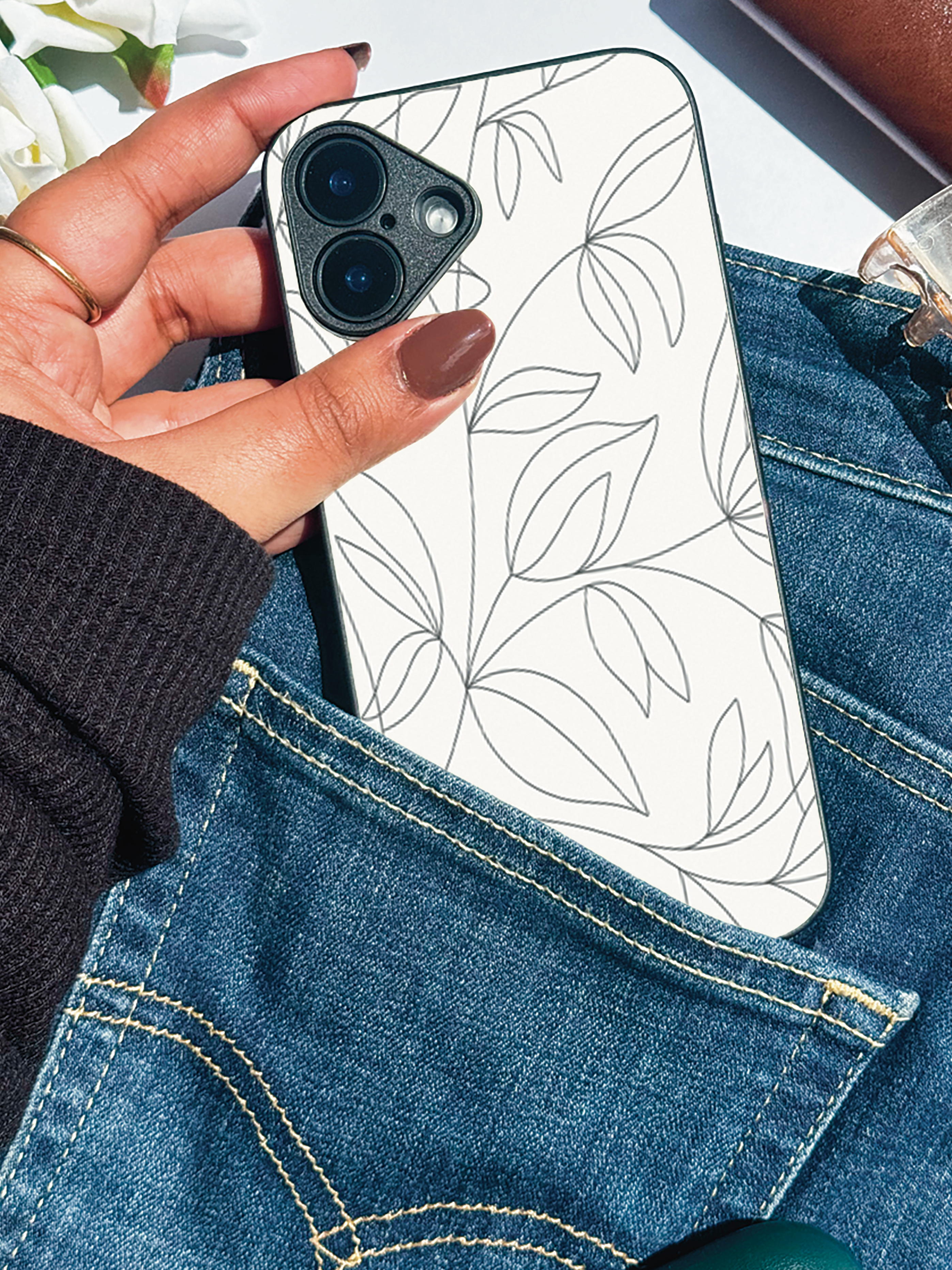 The Petal Sketch  iPhone Covers (11–16) Series | Aesthetic Design