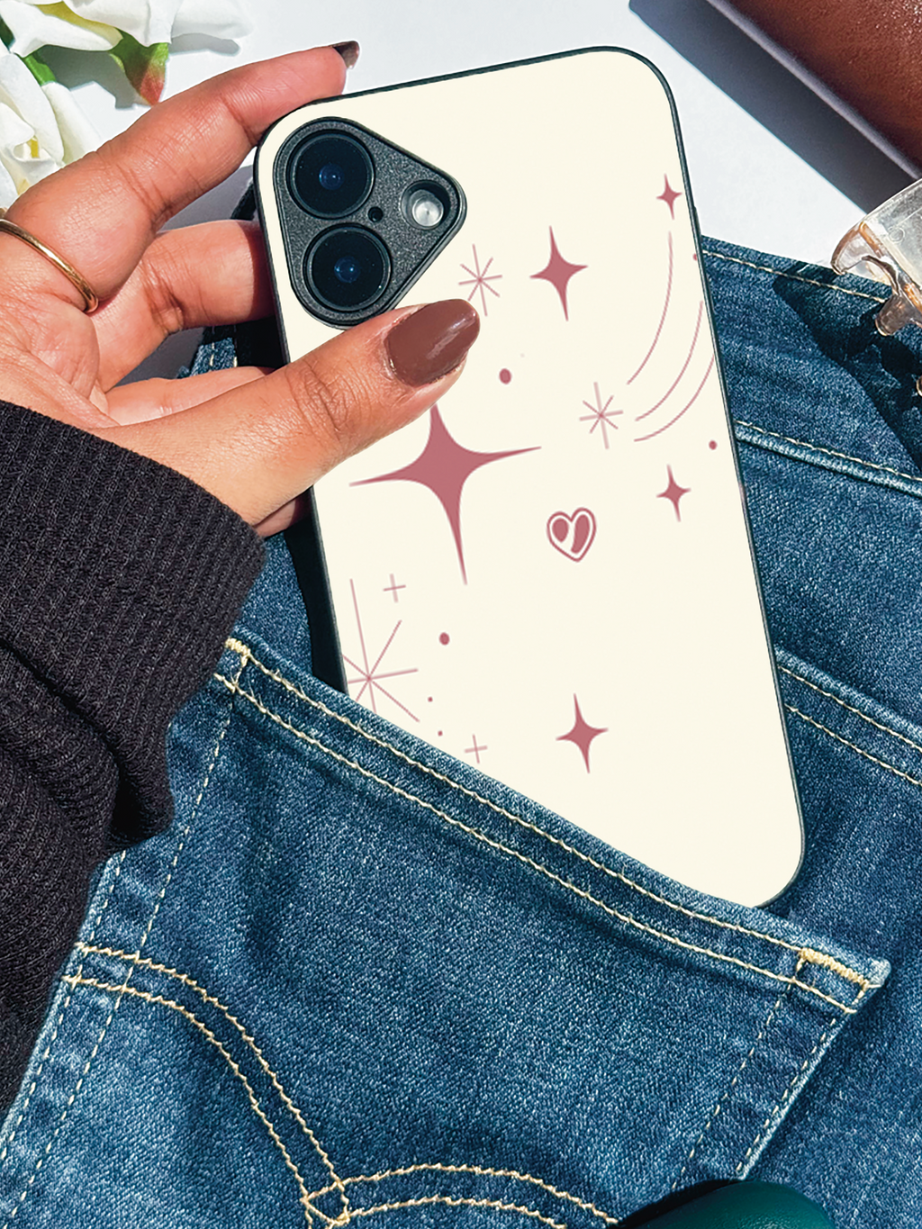 Starry Bliss Printed Glass Back iPhone Covers (11–16) Series | Aesthetic Designs