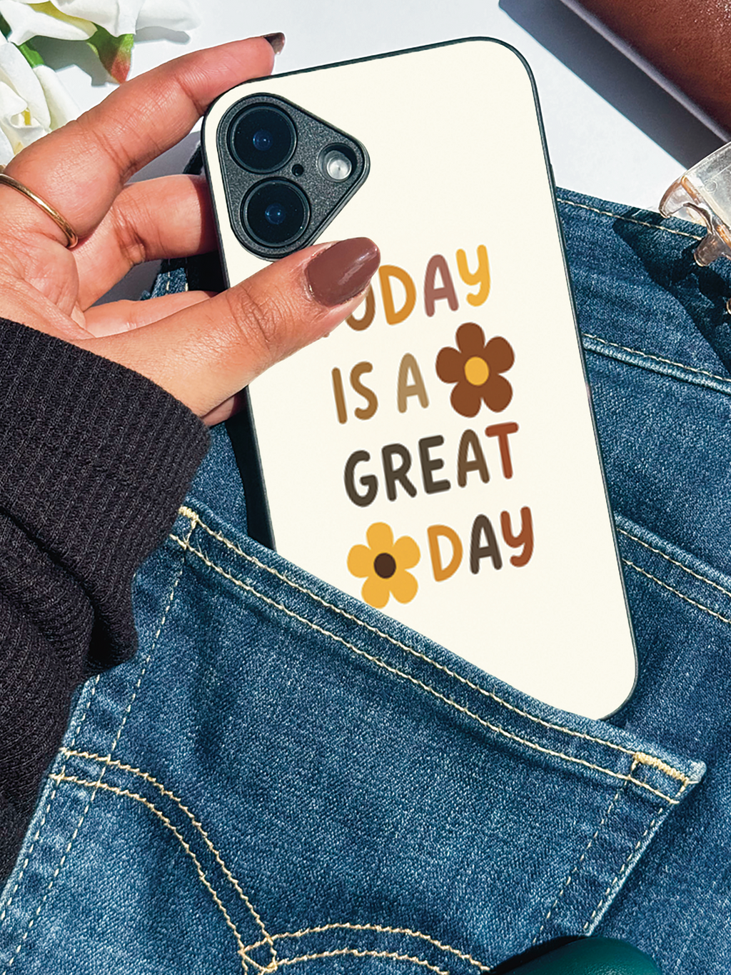 Great Day Printed Glass Back iPhone Covers (11–16) Series | Cute Designs