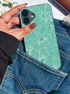Aqua Flora Printed Glass Back iPhone Covers (11–16) Series | Aesthetic Design