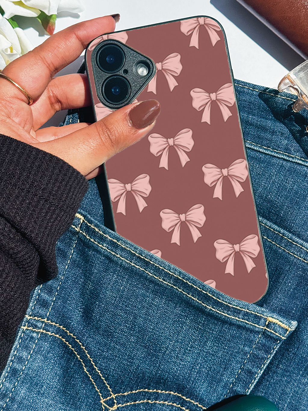 Girly Grace Printed Glass Back iPhone Covers (11–16) Series | Cute Designs