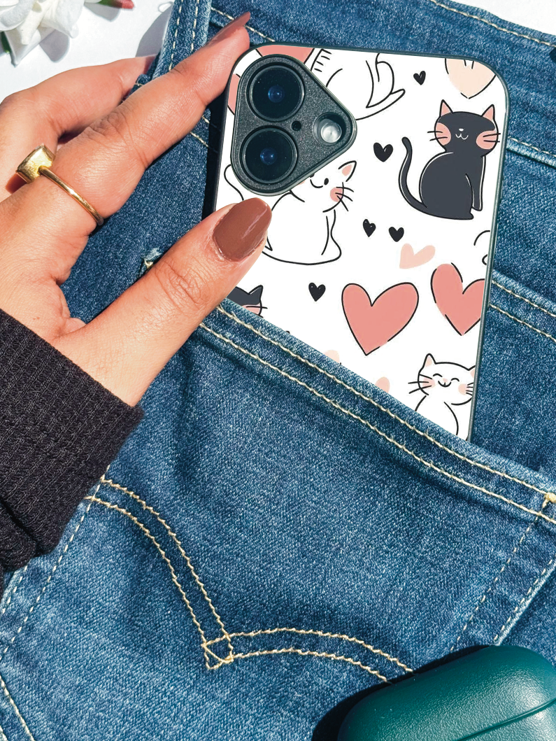 Meowgical Hearts iPhone Covers (11–16) Series | Cute Design