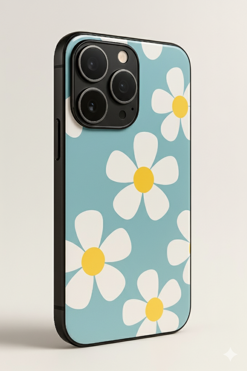 Fresh Bloom Printed Glass Back iPhone Covers (11–16) Series | Cute Design