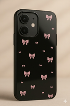Glam Bow Printed Glass Back iPhone Covers (11–16) Series | Cute Designs