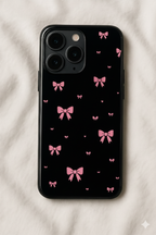 Glam Bow Printed Glass Back iPhone Covers (11–16) Series | Cute Designs