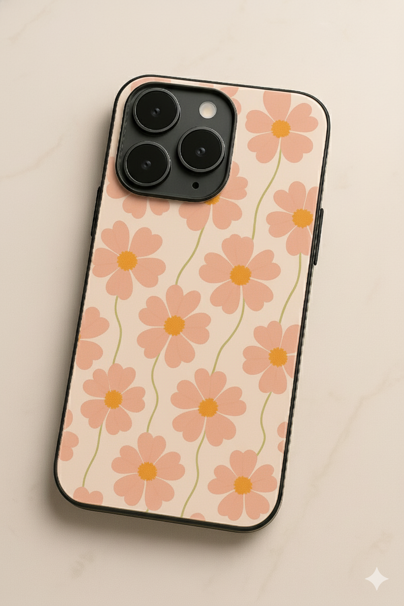 Blossom Glow Printed Glass Back iPhone Covers (11–16) Series | Aesthetic Design
