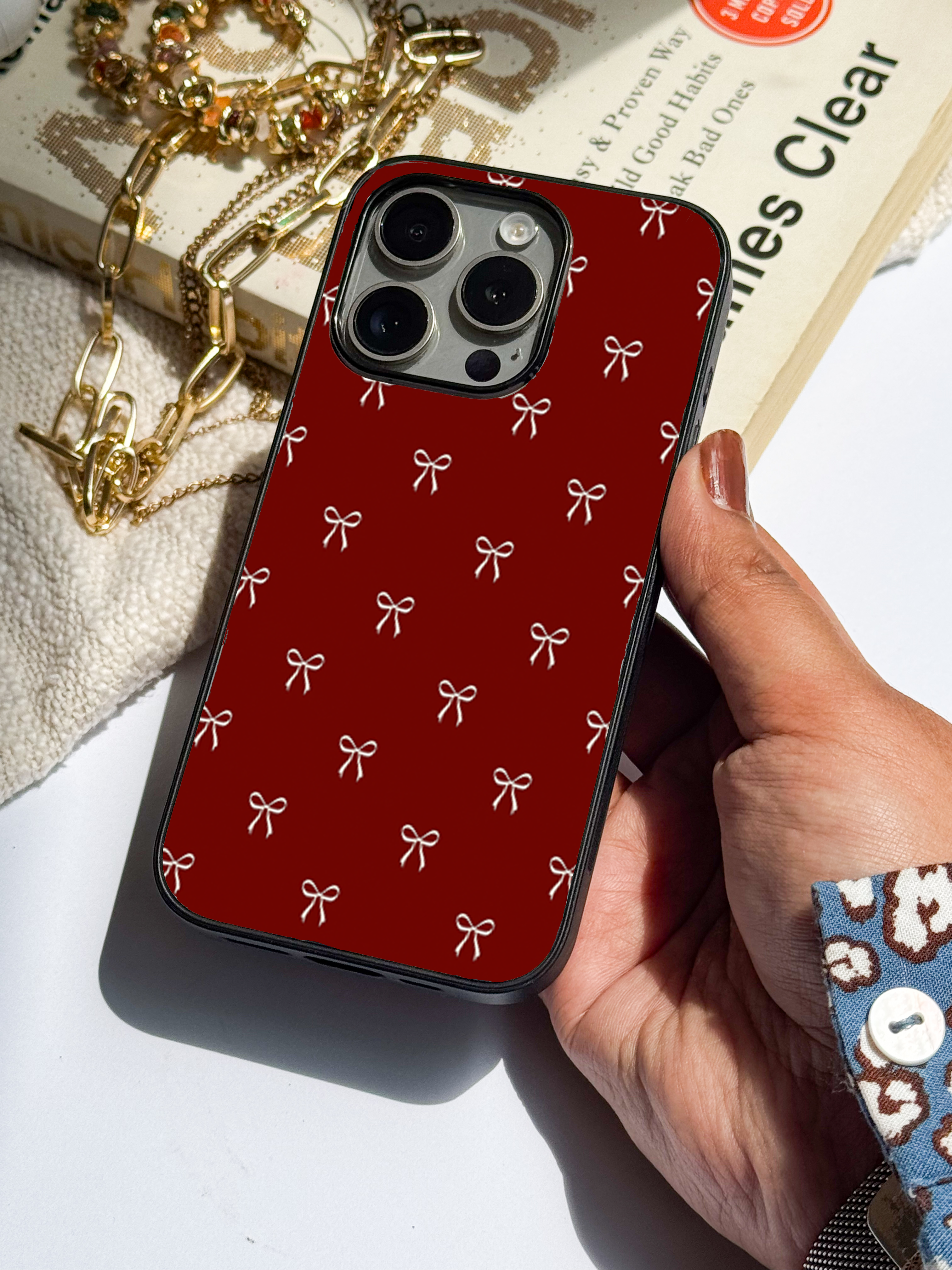 Cute & Quirky Velvet Bow iPhone Covers (11–16) Series