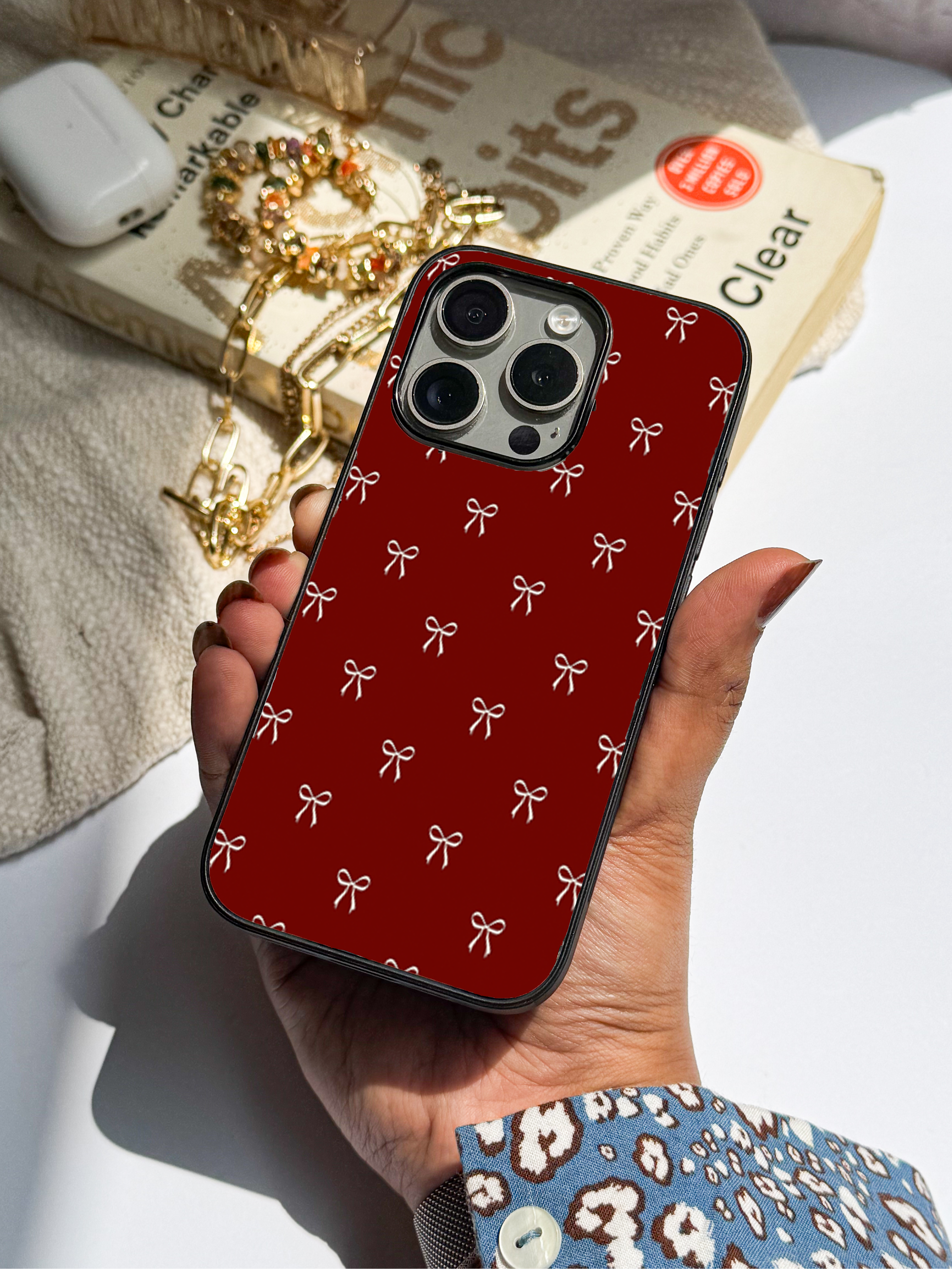 Cute & Quirky Velvet Bow iPhone Covers (11–16) Series