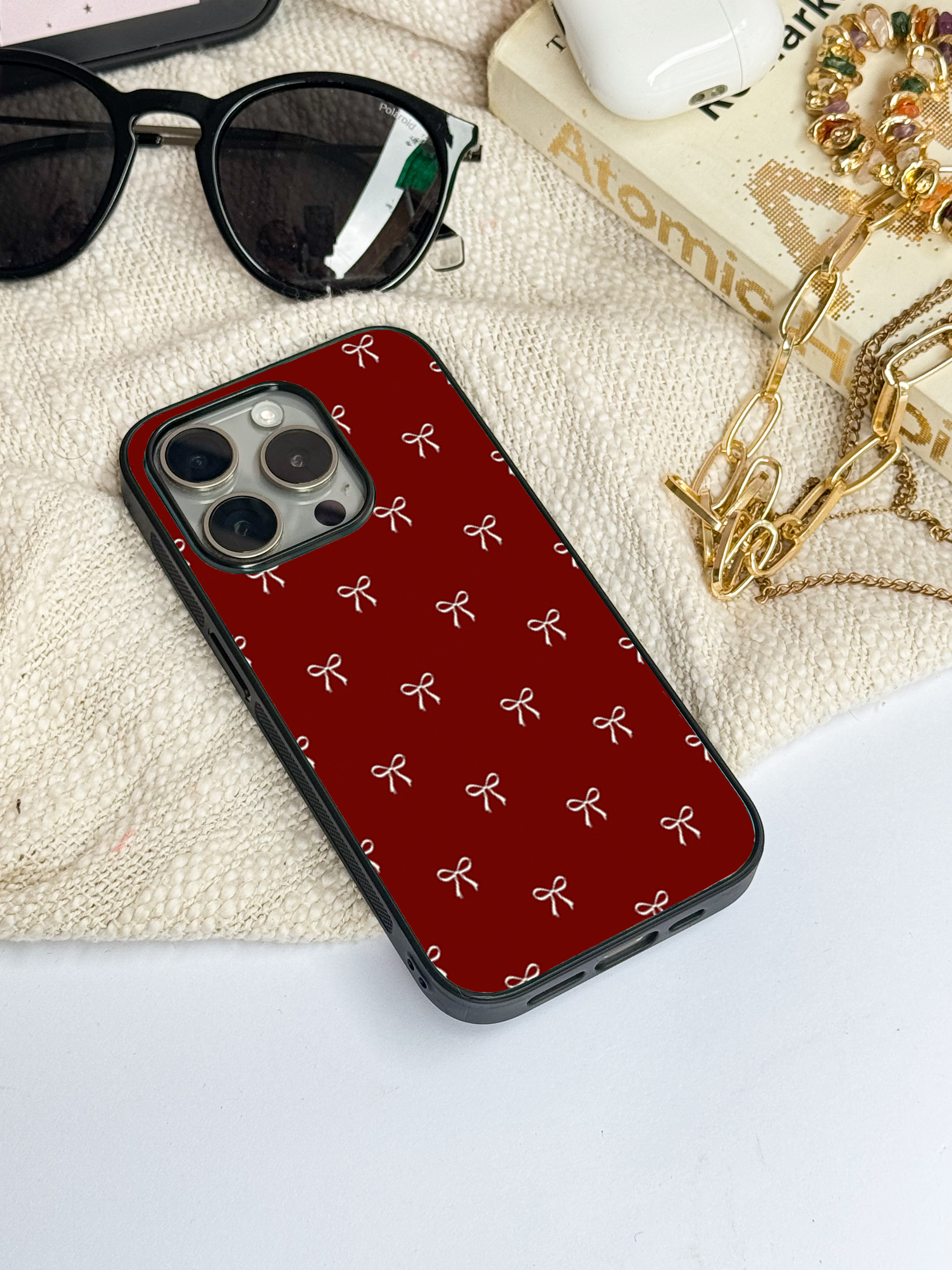 Cute & Quirky Velvet Bow iPhone Covers (11–16) Series