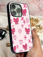 Pink Charm Printed Glass Back iPhone Covers (11–16) Series | Cute Designs