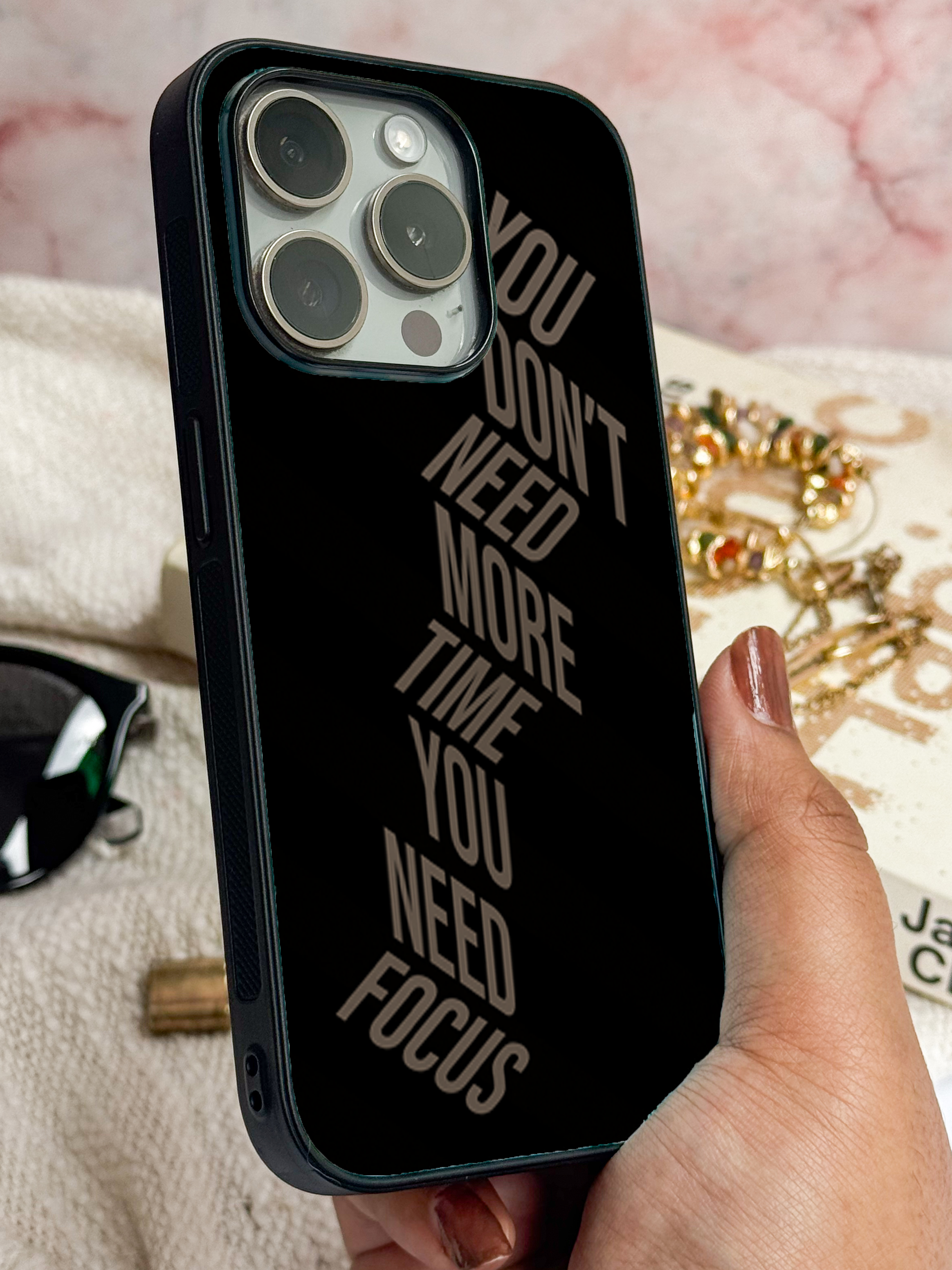 Focus Mode Printed Glass Back iPhone Covers (11–16) Series | Aesthetic Designs