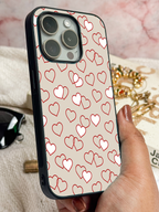 Simple Hearts Printed Glass Back iPhone Covers (11–16) Series | Aesthetic Designs