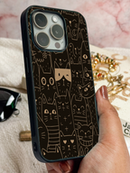 Meow Mood Printed Glass Back iPhone Covers (11–16) Series | Cute Designs